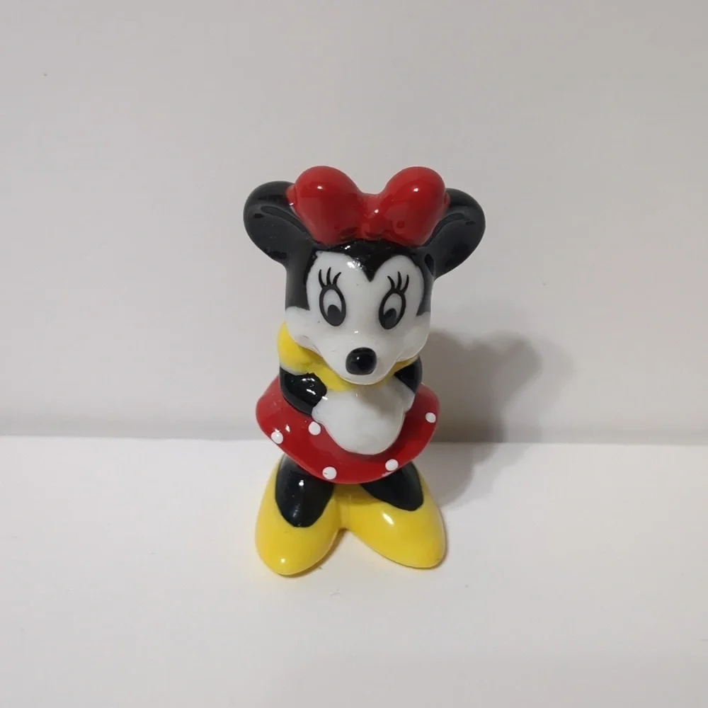 Minnie Mouse Glass Figurine Vintage Tiny Bone China Disney Taiwan